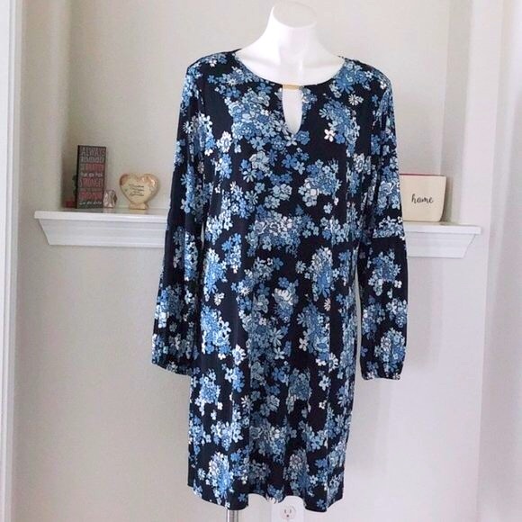Michael Kors Midi Dress Floral Long Sleeve Size M, NWT $110.00 - Picture 4 of 9